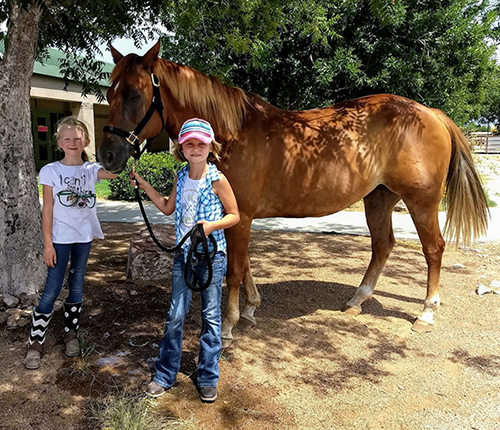 Girls with horse at Horse Camp